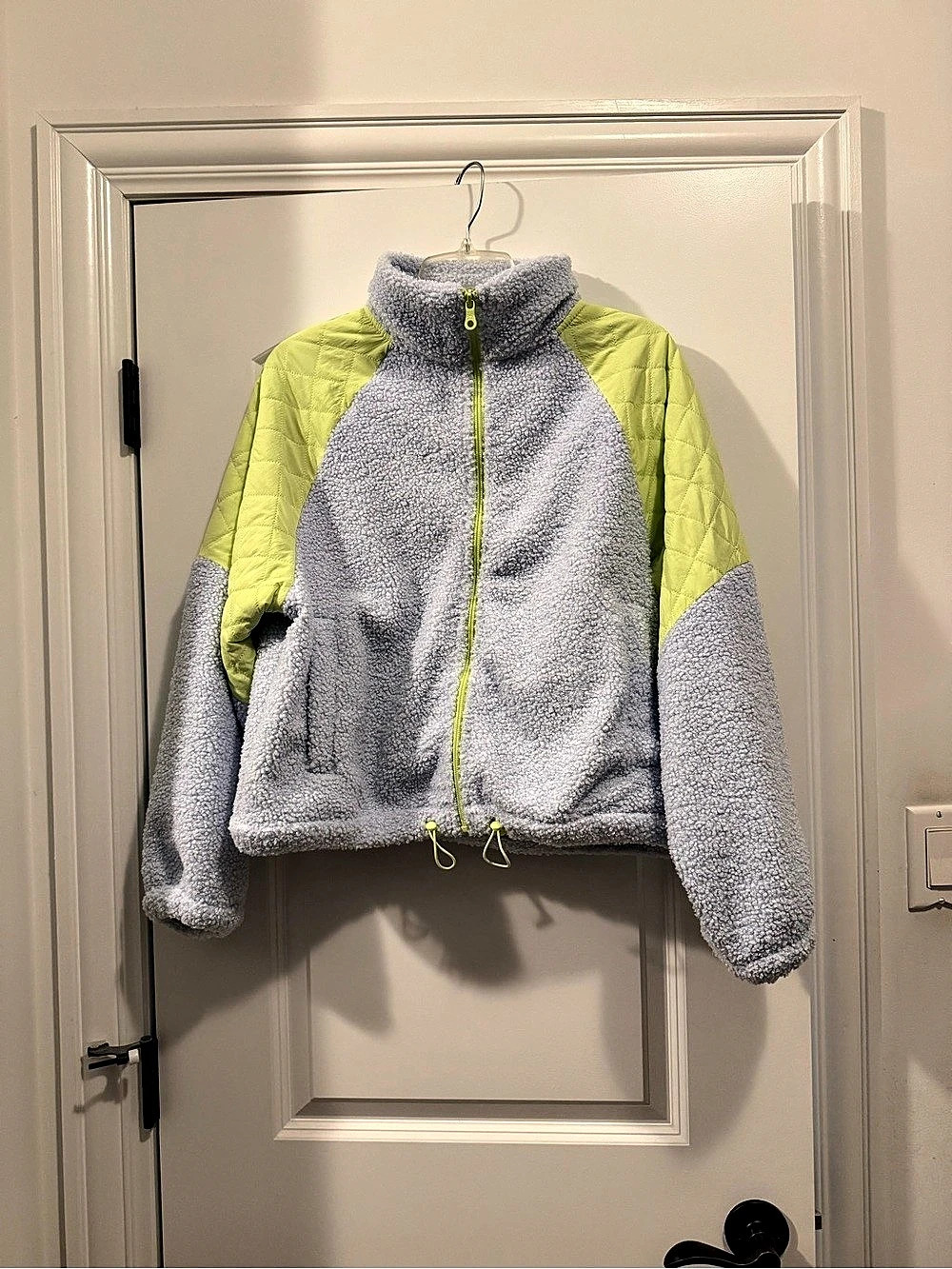 AE Offline fleece jacket /light blue and neon green/yellow NWT SIZE S